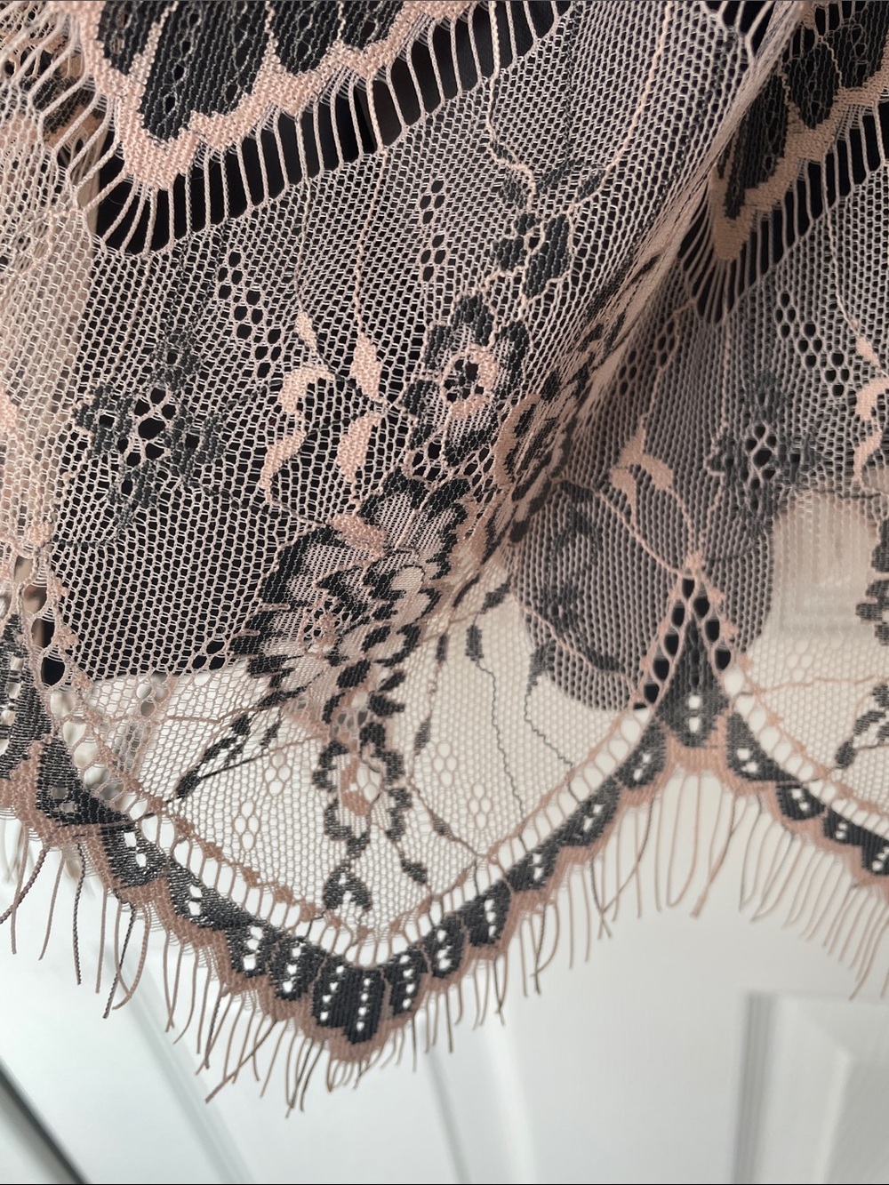 Free People Blush Pink and Black Lace Halter Mini Dress - Picture 8 of 8